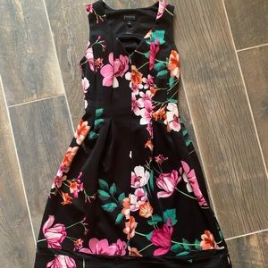 Fit & Flare black and floral dress